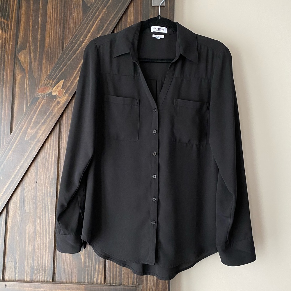 Black Express Button Down Blouse - image 1